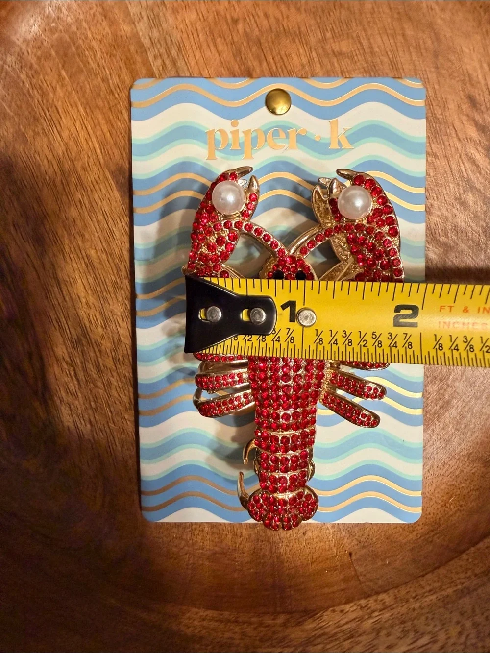 Piper•K Red & Gold Crystal Lobster Hair Clip NEW